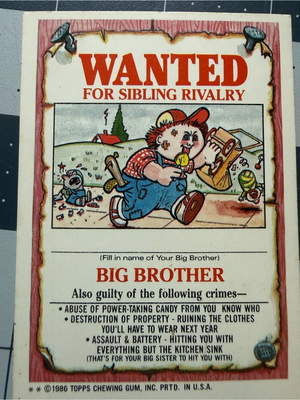Garbage Pail Kids Trading Cards Vintage 1986